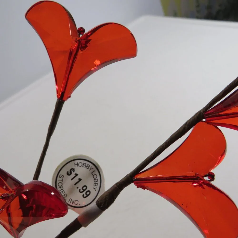Giant WARM RED Flower Bead Floral Pic (10 hearts per pick) Multi-dimensional